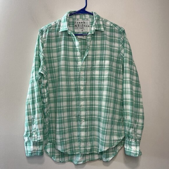 Frank & Eileen Eileen Plaid Cotton Button-up Shirt In Mint Plaid Size Small - Picture 2 of 7